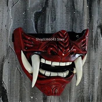 Červené Prajñā Samuraj Cosplay Maska Pro Dospělé Na Halloween Párty Akce Maškarní Rekvizity Děsivé Polovinu Tváře Ústa Kryt Anime, Protože Kostýmy Dárek