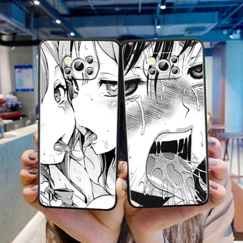 Anime dívka Ahegao plochy Pro Xiaomi Poco M4 X3 F3 GT NFC M3 C3 M2 F2 F1 X2 Pro je Mi Mix3 Černý Silikon Telefon Pouzdro Kryt Capa Coque