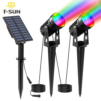 T-SLUNCE RGB Solární Světlo IP65 Solární LED Světlo Venkovní Solární Světlo Pro Zahradní Cesty Dekor Solární Nástěnné Světlo Solární Reflektor RGB