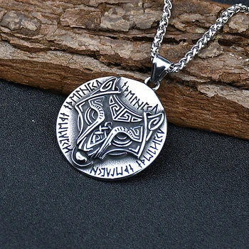Vikingové Rune Vlk Náhrdelníky Muži Severský Amulet, Přívěsek S Řetěz Z Nerezové Oceli Zvíře Původní Mužské Šperky