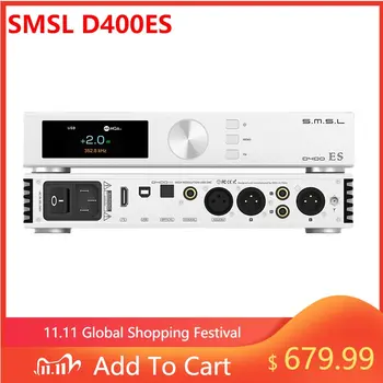 SMSL D400ES Dekodér MQA & MQA-CD DAC DSD512 ES9039MSPRO Čip XMOS XU316 PCM 32bit/768kHz JAS HI-Res DAC