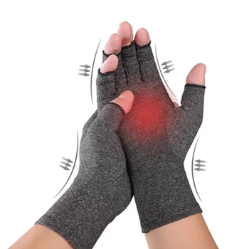 1 Pár Unisex Bavlněné Elastické Kompresní Terapie Rukavice Artritidy Společné Úlevu Od Bolesti Rukavice Half Finger Cyklistika Fitness Rukavice