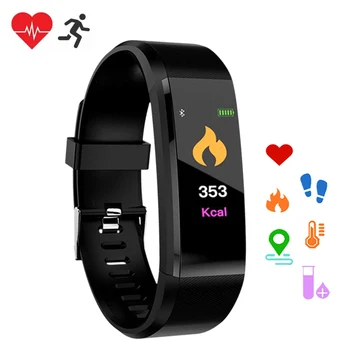 Chytré Hodinky Muži Ženy Chytrý Náramek Bluetooth Monitor Srdečního tepu, Krevního Tlaku, Sportovní Fitness Tracker 115 Plus Pro IOS Android
