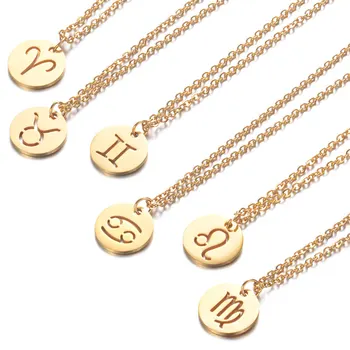 Zodiac abeceda souhvězdí z nerezové oceli přívěsek náhrdelník pro muže a ženy Panna Štír Váhy Střelec Kozoroh