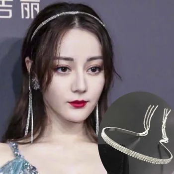 Luxusní Drahokamu Hairbands pro Ženy Dlouhý Střapec Kapely korejské Crystal Svatební Čelenka Vlasy Band Příslušenství