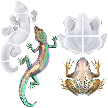 Žába, Ještěrka Tvary Epoxidové Pryskyřice Formy DIY Handmade Výrobu Tří-dimenzionální Gecko Zeď Dekorace Crystal Silikonové Formy