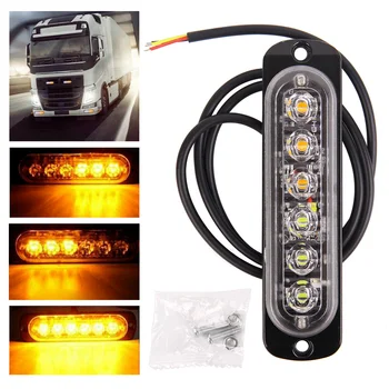 6 LED Blikající Výstražná Světla 18 Zábleskové Režimy Auto, Motocykl, Truck Boční Záblesková Lampa Bezpečnost Jízdy Vysoké Jasné Světlo 12-24V