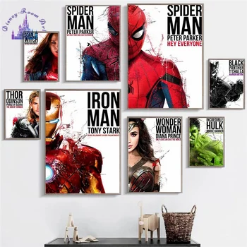 Marvel Iron Man, Avengers, Umění Tisku, Plakát Tony Stark Peter Parker Ironman Spider-man Plátno Obraz Umění Občanské Války, Daleko Od Domova