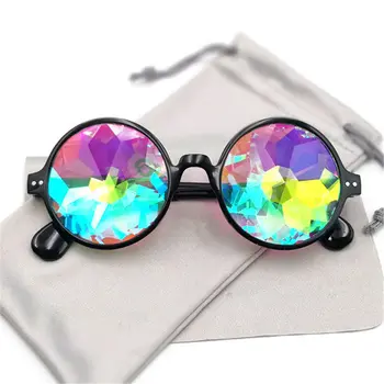 1ks Jasné, Kulaté Brýle Kaleidoskop Eyewears Crystal Čočky Rave Party Brýle ženy muži brýle Party Královna brýle