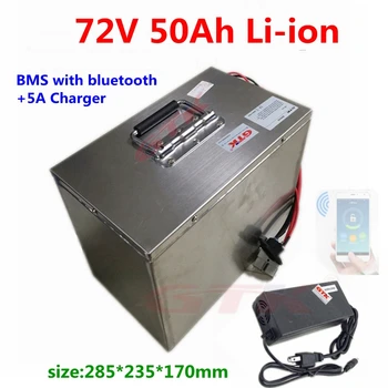 Vodotěsné 72V 50 ah lithium-ion li-ion baterie BMS 20 s funkcí bluetooth pro skútr motocykl ebike+10A Nabíječka