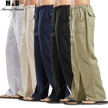 Letní Muži Solidní Barevné Prádlo Multi-pocket Rovnou Ležérní Kalhoty Plus Velká Velikost Prodyšné Pohodlné Volné Kalhoty Stahovací