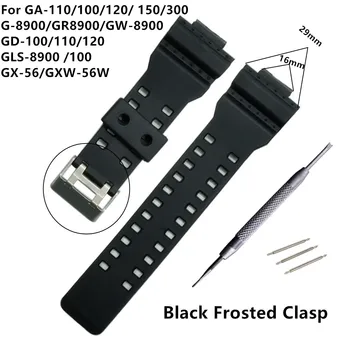 16mm Vysoce Kvalitní PU Watchband pro Casio G-Shock GA-110 GA-100 GD-100 Muže Sportovní Vodotěsné Náhradní Náramek Band Popruh Červené
