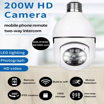 E27 Wi-fi Žárovky, Kamera Plně Barevné 720P HD Smart Fotoaparát Infračervené Noční Vidění Inteligentní Bezdrátová Kamera pro Vnitřní Venkovní
