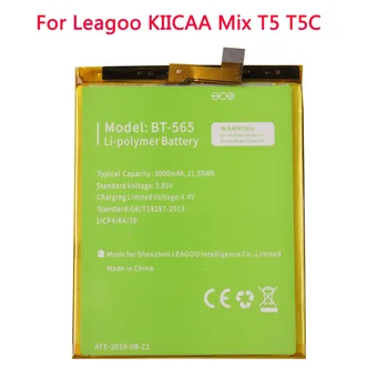 Vysoce Kvalitní Originální BT-565 BT-566 3000mAh Baterie Pro Leagoo KIICAA Mix T5 T5C BT565 BT566 Inteligentní Mobilní Telefon Díly Batterie
