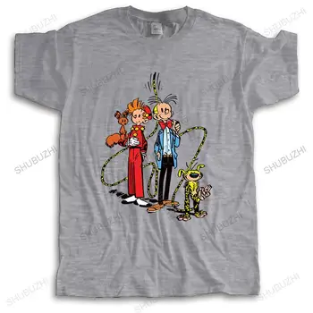 bavlněné barevné tričko pánské letní ležérní trička Spirou, Fantasio a Marsupilami nové pánské krátký rukáv košile t tisk t-shirt