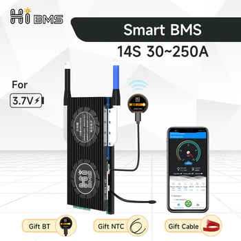 HIBMS Smart bms14S 48V Li-ion 30A 40A 60A 80A 100A 120A 150A 200A 250A Bluetooth 18650 Baterie S rovnováhou E-bike