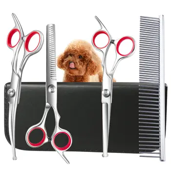 New Dog Grooming Nůžky Profesionální Nerezové Oceli Pet Vlasy Nůžky Bezpečnostní Kulatou Špičkou Pet Grooming Nůžky Kit
