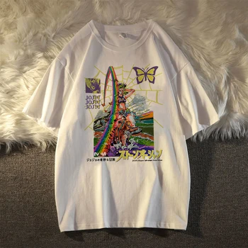 Nadrozměrné T-shirt Japonsko Anime Jojo Bizarní Dobrodružství Jolyne Cujoh Print T-shirt Ženy Krátký Rukáv Ležérní Volné T-košile, Ženské