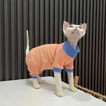Zimní Teplé Sfinga Kočka Oblečení Pro Malé Psy Sphynx Bezsrstá Kočka Kombinéza Oblečení Měkký Fleece Koťata Pyžamo Pet Kostýmy