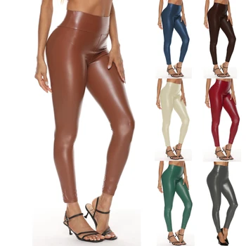 2021 Nové PU Kalhoty Dámské Legíny Kalhoty Push Up Hip Hubená Sexy Vysokým Pasem Kalhoty Slim Legíny