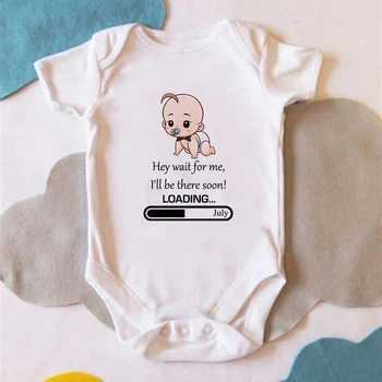 Dítě Oznámení. července 2022 Novorozence Obleky Těhotenství Odhalit Dítě Chlapci Dívky Oblečení budu Tam Brzy Legrační Rompers