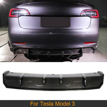 Auto Zadní Nárazník Difuzor Lip Štípačky Pro Tesla Model 3 2016 - 2019 Zadní Nárazník Difuzor Lip Spoiler Rozbočovače Uhlíkových Vláken