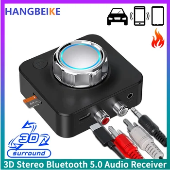 Bluetooth 5.0 Audio Přijímač Bezdrátový Audio Přijímač Adaptér s 3D Bass Režim pro Domácí TF Karta Stereo RCA 3,5 mm AUX Jack