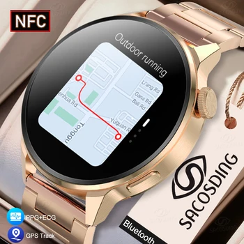 SACOSDING Chytré Hodinky Ženy NFC Inteligentní Volání Bluetooth Sportovní GPS Track Smartwatch Muži Srdeční Frekvence, EKG, PPG Smartwatch Pro Android