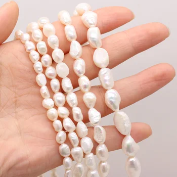 Jemné Přírodní Sladkovodní Pearl 100% Svislé Díry Oboustranný Světlo Bílé Volné Korálky pro Ženy, Šperky Náramek Náhrdelník