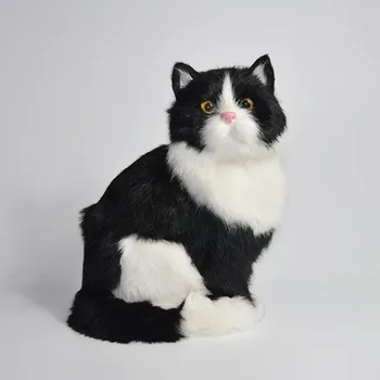 1KS Krásné Simulace Kočky Zvířat, Panenky, Plyšové Hračky Simulace Černá A Bílá Kočka Domácí Dekorace Dárek pro Děti Dárek