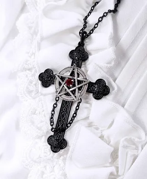 Satan Gotickém Tmavé Pentagram, Cross Punk Rock Přívěsek Muži Ženy Retro Náhrdelník Svatební Svátek Vánoční Slitiny Šperky