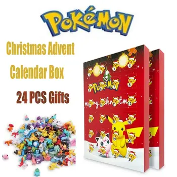 24 KS Pokemon Vánoční 2022 Adventní Kalendář Box Obrázek Hračky, Originální Anime Pikachu Figuras Děti Hračky Pokemon Gits Box