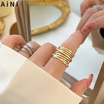 Módní Šperky Multi Layer Kovový Kroužek Populární Design, Zlatá Barva Stříbrná Barva Hot Prodej Geometrické Prsten Pro Ženy, Příslušenství