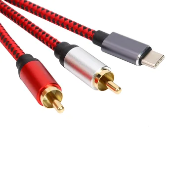 USB Typ C na 2 RCA Mužské Audio Kabel Hot Prodej Audio Kabel Jemná Textura Adaptér Kabel pro Xiaomi Huawei Zesilovač