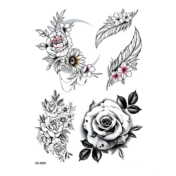 Krása, Květ Vodotěsný Dočasné Tetování Nálepka Na Body Art, Tetování Falešné Tetování Rukáv Henna Tatouage Tetování Rukáv