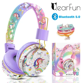 Unicorn Děti Sluchátek Bezdrátová Sluchátka S Mikrofonem Roztomilé Přes ucho Headset Pro Dívky Bluetooth Sluchátka Helmu Podpora TF Karet