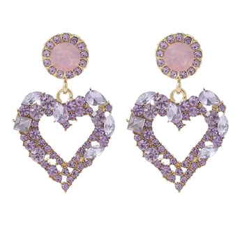 Módní Fialové Láska Srdce Náušnice Klasické Vintage Geometrické Crystal Houpat Náušnice Ženy, Šperky, Doplňky Velkoobchod