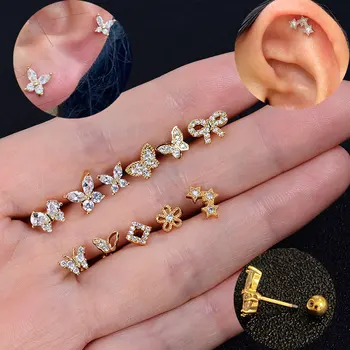 1ks Módní Elegantní Crystal Motýl Náušnice Knoflíky Pro Ženy Piercing Chrupavky Náušnice Roztomilý Prohlášení korejský Šperky Dárky