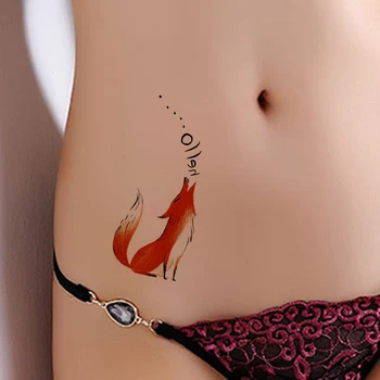 Malé Hello Fox Kreslený Film Zvířata Dočasné Tetování Samolepky Ženy, Dívky Paži Tetování Ahoj Písmo Děti Roztomilé Vlastní Tetování Dodávky