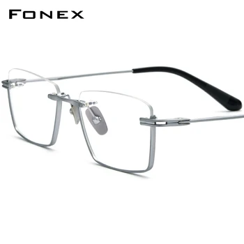 FONEX Titanové Brýle Rám Muži 2022 Nové Semi Rim Náměstí dioptrické Brýle Optické Rám Brýle DTX-416