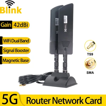 5G CPE Pro Router Anténa 42dbi Dual Band Zesilovač Externí Extender Magnetické Základny pro Mobilní Signál Sítě Booster TS9 SMA