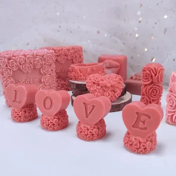Kreativní Den svatého Valentýna Dárky Silikonové Formy, Čokoláda, Cukroví, Dort Zdobení Formy DIY Růže Srdce Láska Aromaterapeutická Svíčka Formy