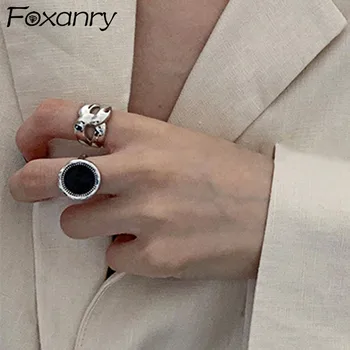 Foxanry Minimalistické Stříbrné Barvě Páry Prsteny pro Ženy Trend Elegantní Vintage Twist Duté Party Šperky, Dárky k Narozeninám