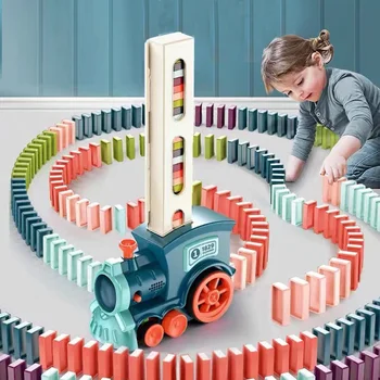 Dětské Elektrické Domino Vlak Blok Hračky DIY Automatické Kterým Domino Bloky Hry Vzdělávací Hračky pro Chlapce, Dívky Dárek k Narozeninám