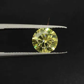 Skutečné 0.5-2 Carat Lemon Žlutý Kulatý briliant Moissanite Volné kameny s Gra pro Diy Šperky, Prsten, Náušnice Projít Diamant Tester