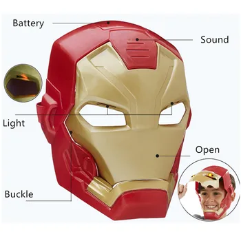 Avengers 4 Marvel Iron Man Helmu, Světlo, Zvuk Kapitán Amerika Maska pro Děti, Děti, Narozeniny, Nový Rok Dárek