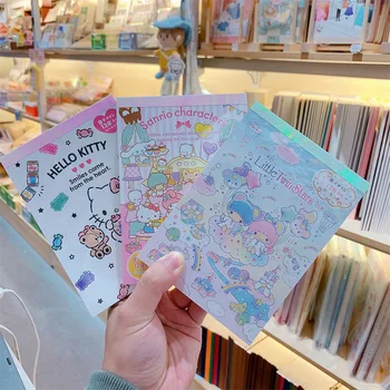 Kawaii Roztomilý Sanrio Hellokitty Kuromi Mymelody Cinnamoroll Malý Dvoulůžkový Hvězdičkový Poznámkový Blok A Nálepka Kniha Dívka Vánoční Dárek Pro Děti