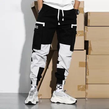 Fashion Jogging Kalhoty Muži Ležérní Sportovní Cargo Kalhoty pro muže Skládaný Tepláky Hiphop Tepláky Punk Harému Lehké Oblečení