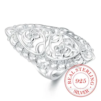 925 Sterling Silver Prst prsten pro Ženy Drahokamu Duté Zapojení Britský Styl Vintage Šperky Boho Luxusní Dámy Ženy