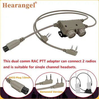 Taktické Ptt Dual Komunikace RAC Ptt Kenwood Konektor pro Baofeng UV5R UV82 COMTAC Airsoft ShootingTactical Headset&RAC 6 Pin PTT